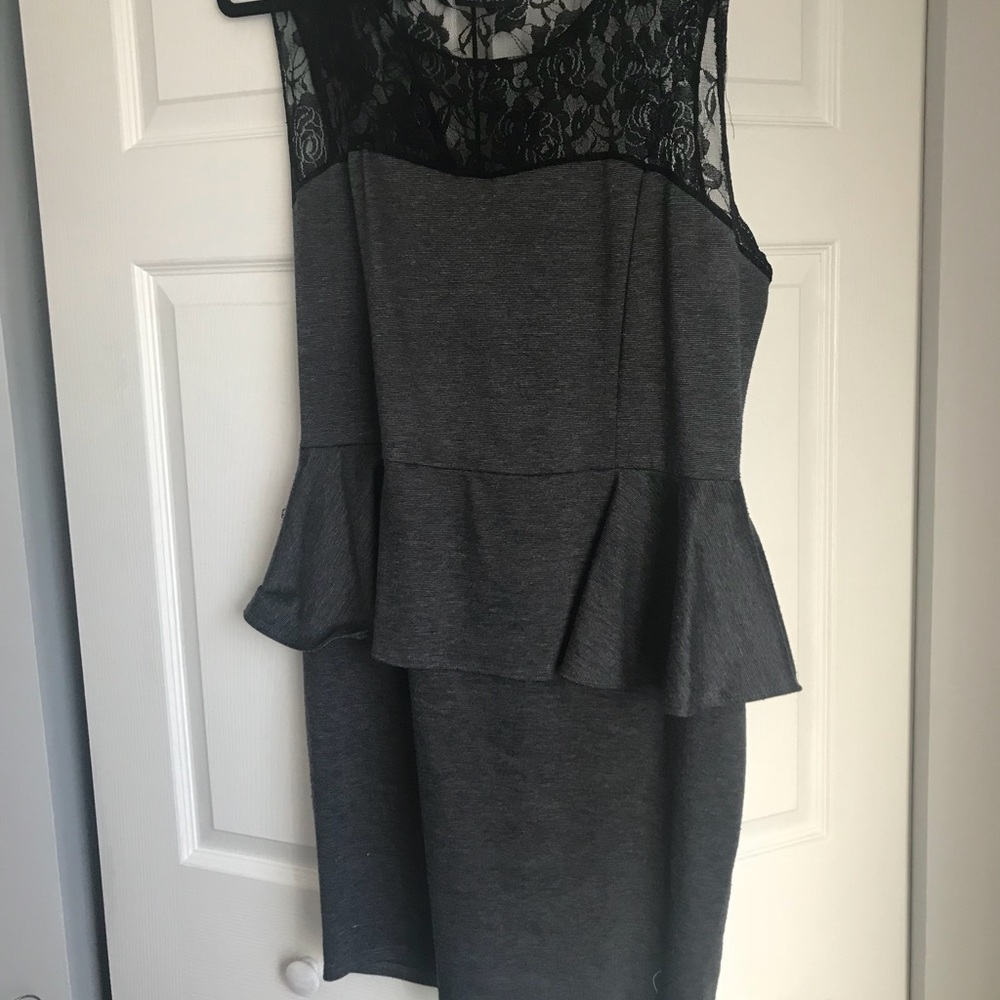 Grey dress with mesh detail